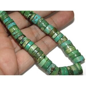 Vintage Estate Turquoise Heishi Bead Navajo Sterling Silver Beads Necklace 20"